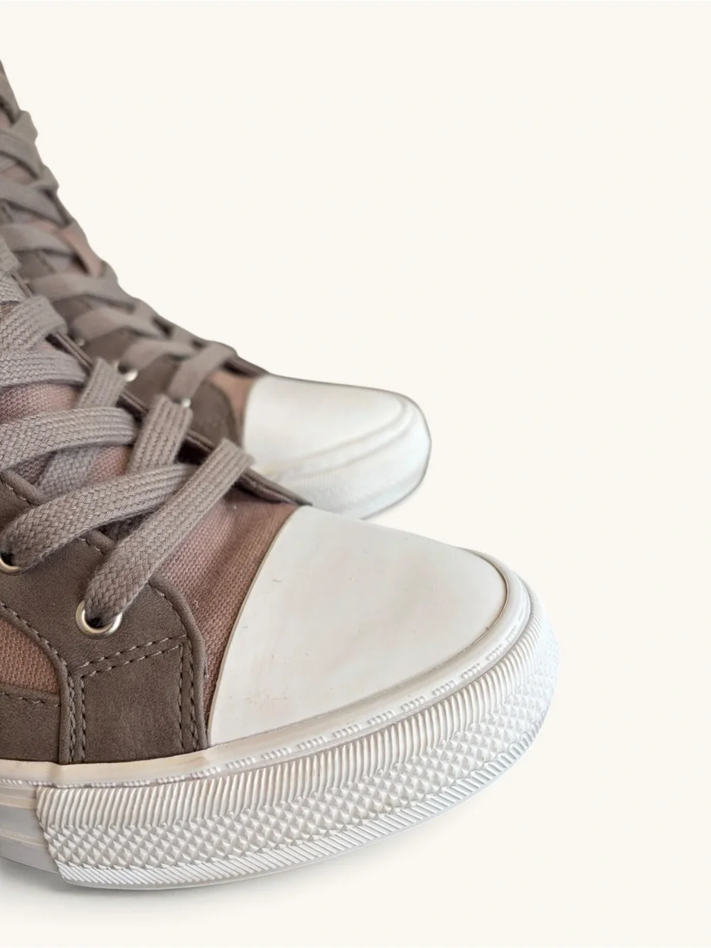 GUESS Women's High-Top Lace-Up Sneakers in Taupe (brown/gray)and White